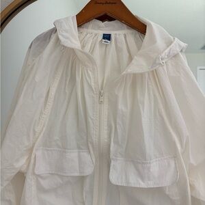 Old Navy White Hooded Utility Jacket with Flap Pockets